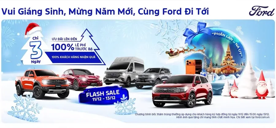 Đừng bỏ lỡ cơ hội sở hữu ô tô Ford với giá ưu đãi với chương trình Khuyến mại mua xe Ford tháng 12/2025